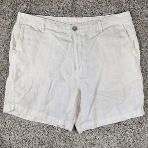 Daniel Hechter Linen Shorts Mens 36 White Flat Front 100% Linen Excellent